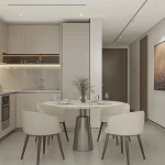 Kitchen in a 3-bedroom townhouse at Taormina Village, Al Barari, Dubai