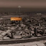 Aerial location map of Binghatti Amberhall in JVC showing nearby landmarks including Downtown Dubai, Burj Al Arab, and major highways, Dubai