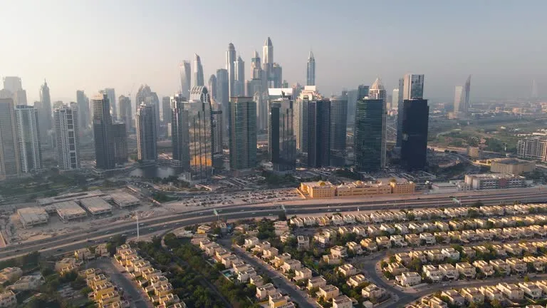 Dubai skyline and residential districts